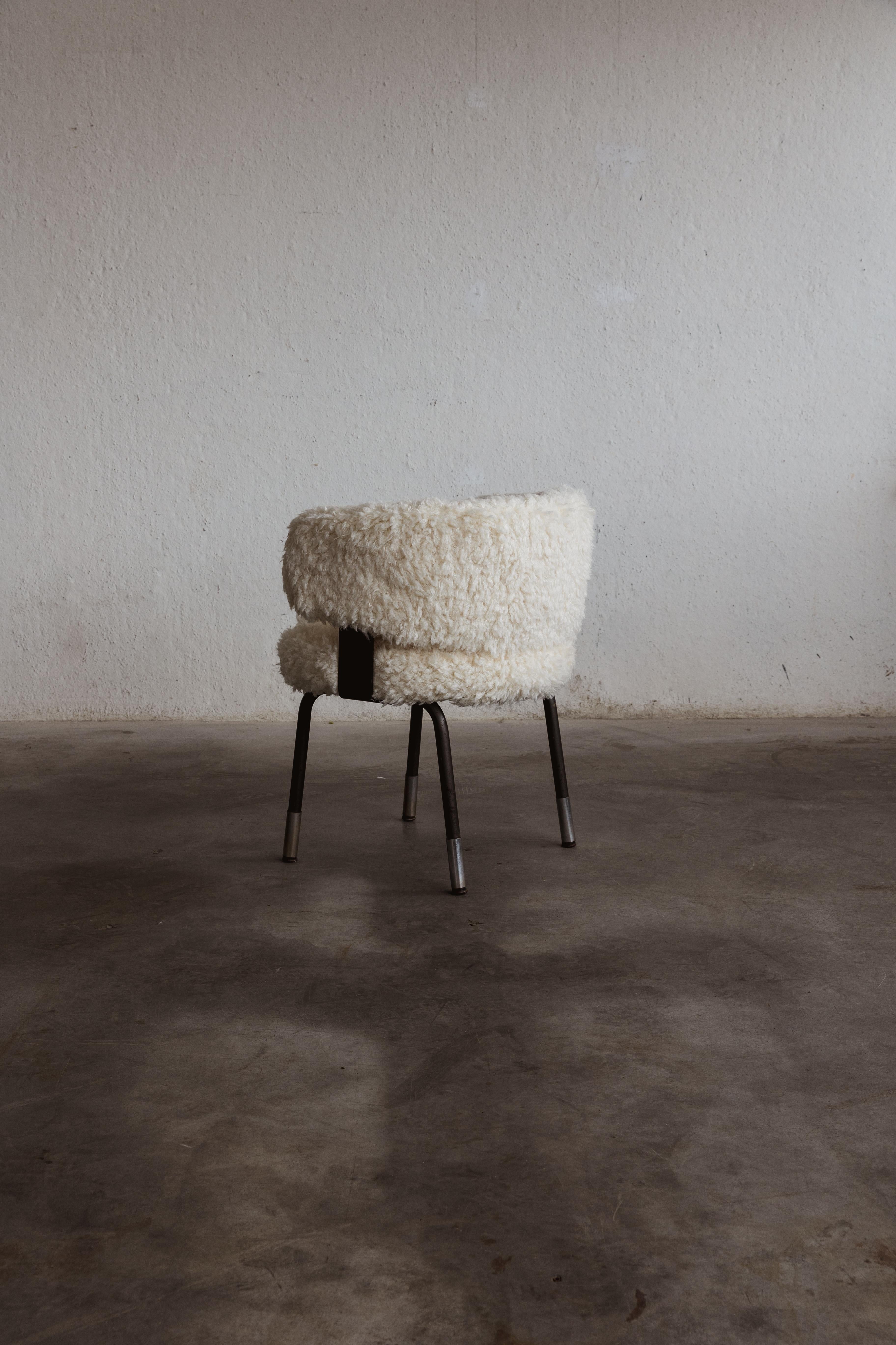 Faux Fur Gianni Moscatelli Dining Chair for Formanova, 1968 For Sale