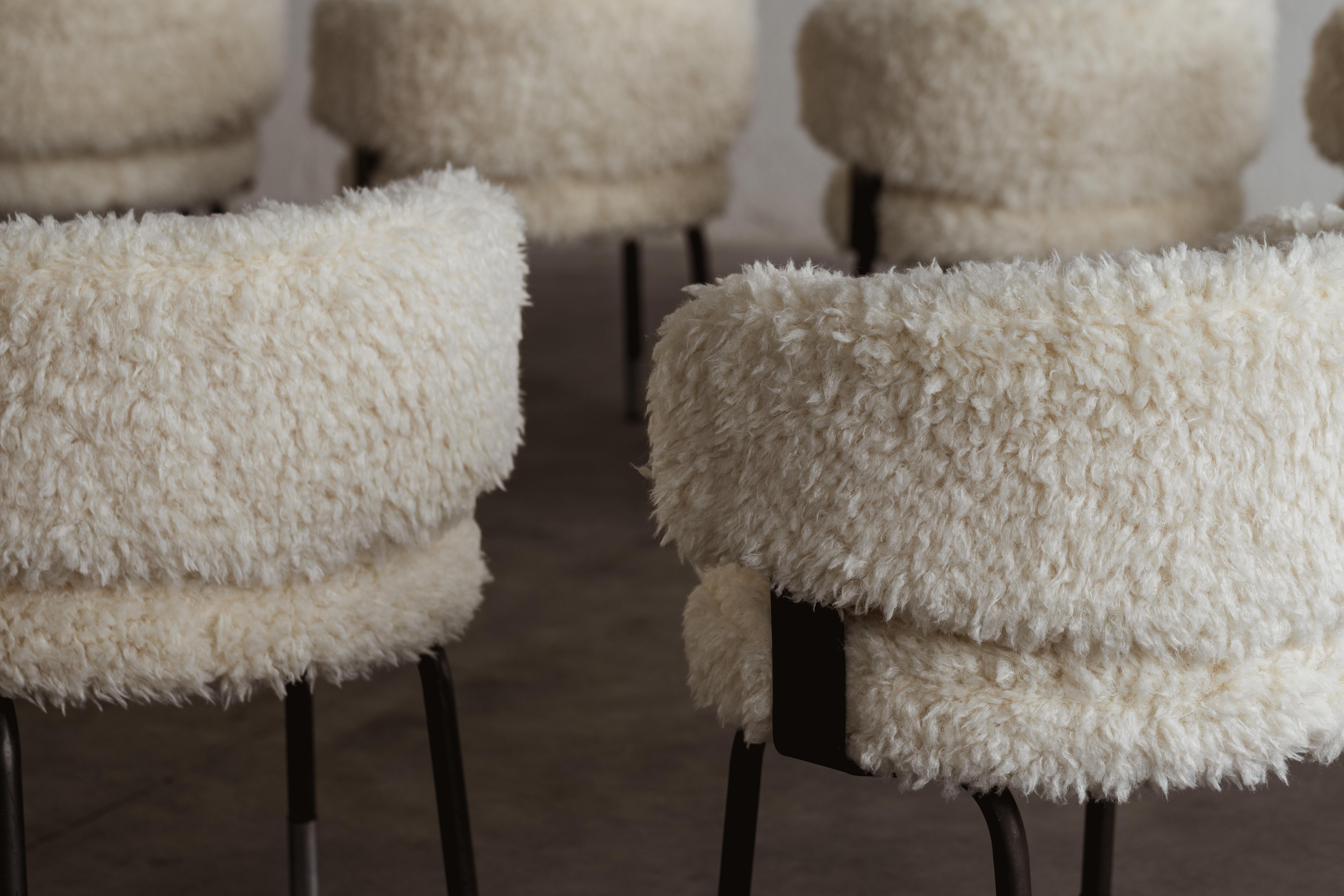 Faux Fur Gianni Moscatelli Dining Chairs for Formanova, 1968, Set of 12
