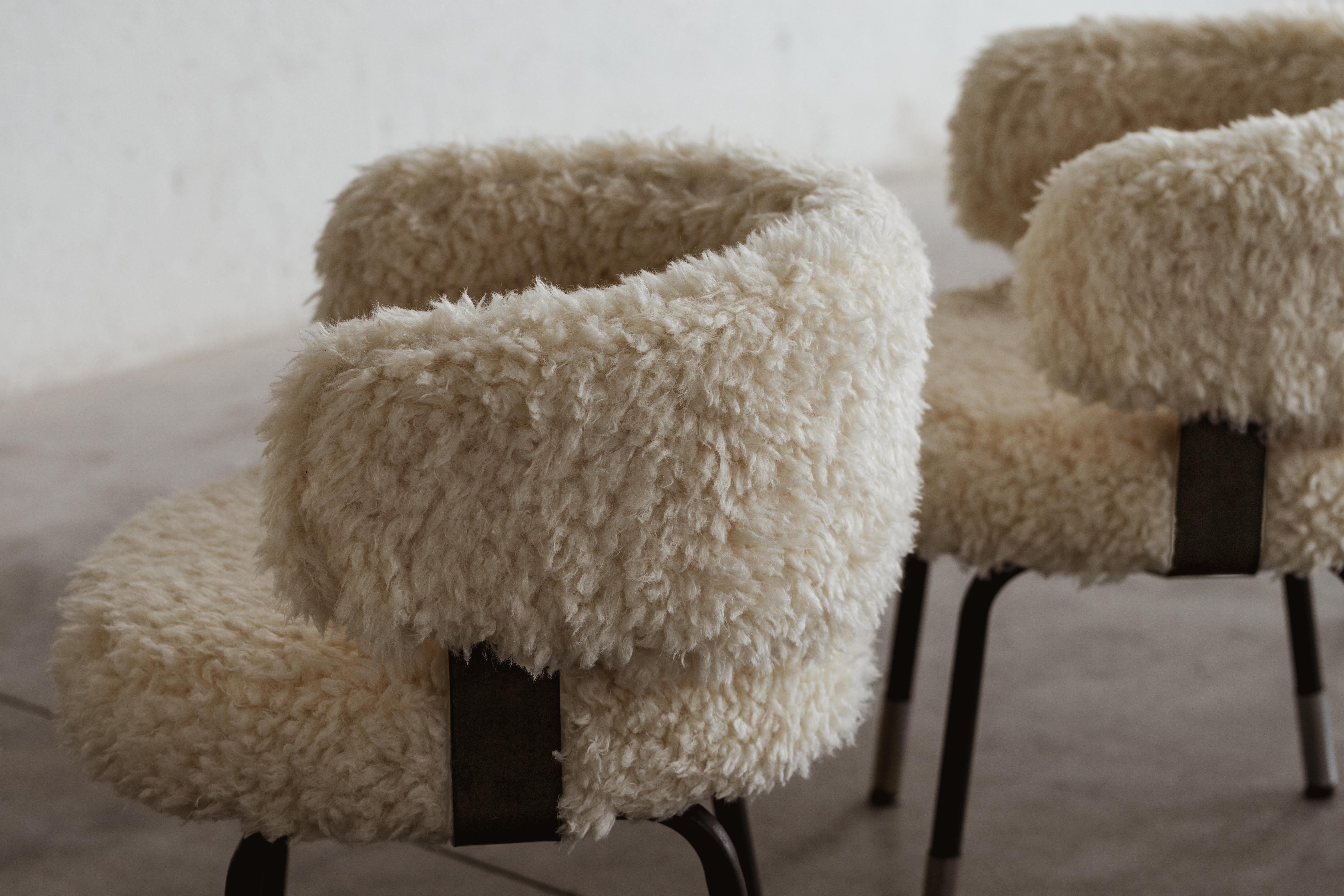 Faux Fur Gianni Moscatelli Dining Chairs for Formanova, 1968, Set of 14 For Sale