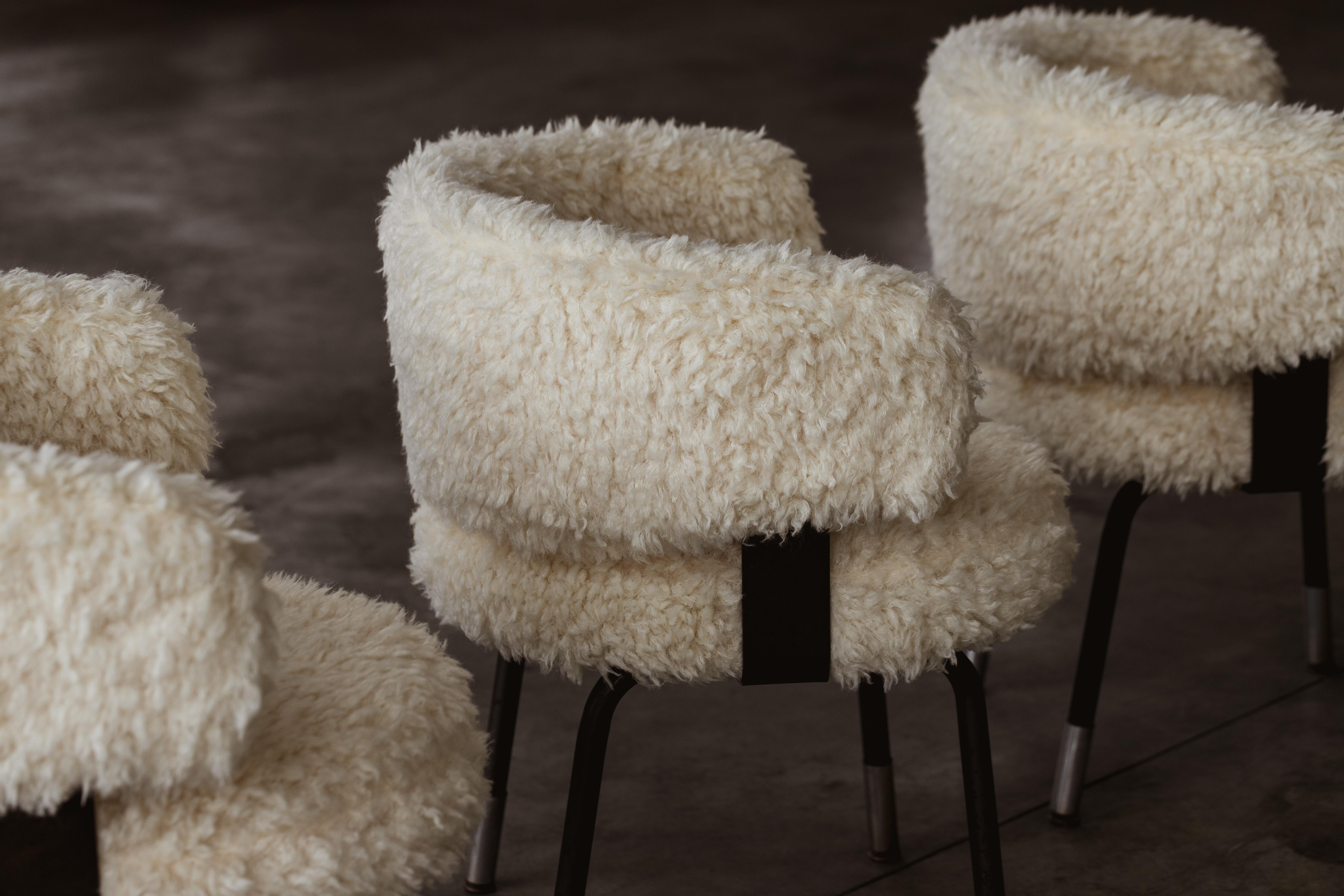 Faux Fur Gianni Moscatelli Dining Chairs for Formanova, 1968, Set of 8 For Sale