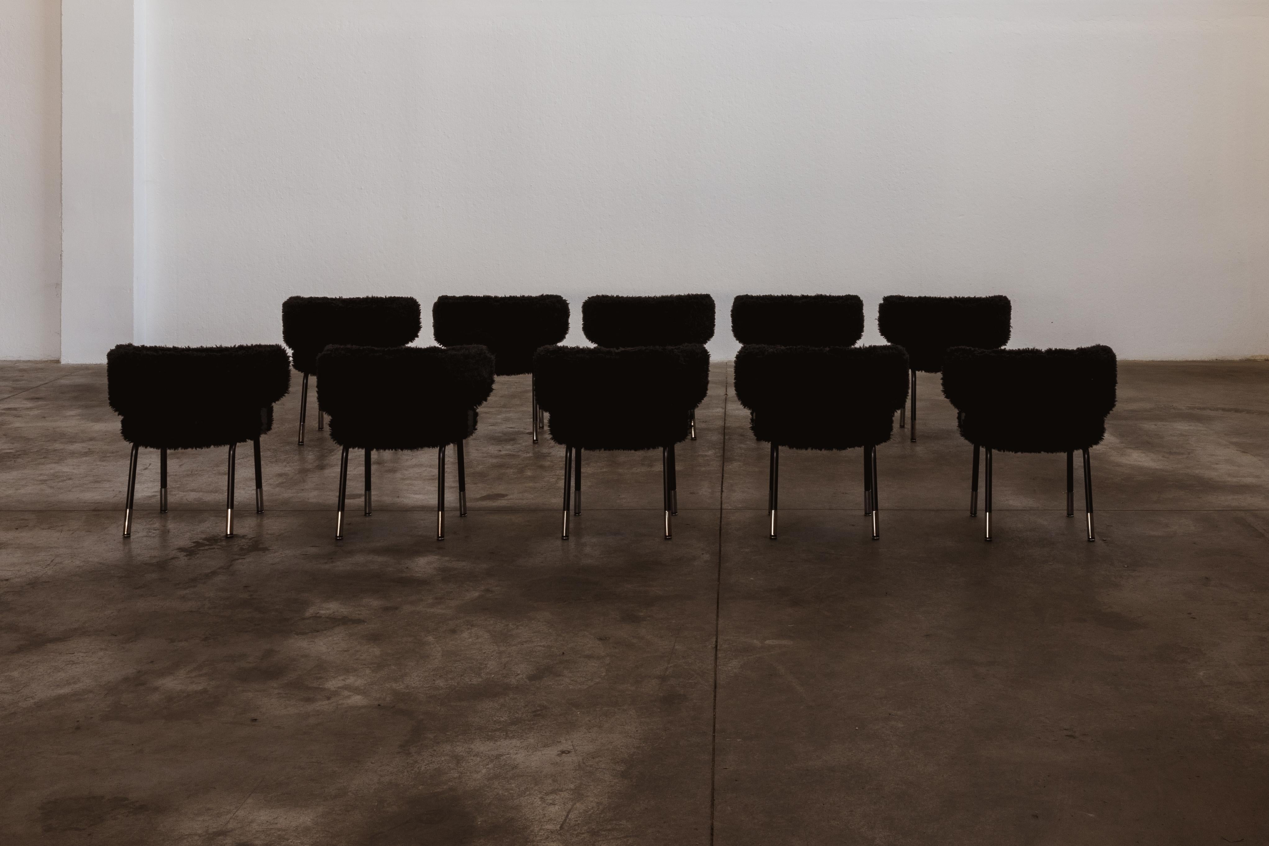 Gianni Moscatelli Dining Chairs for Formanova, Black, 1968, Set of 10 In Excellent Condition For Sale In Lonigo, Veneto