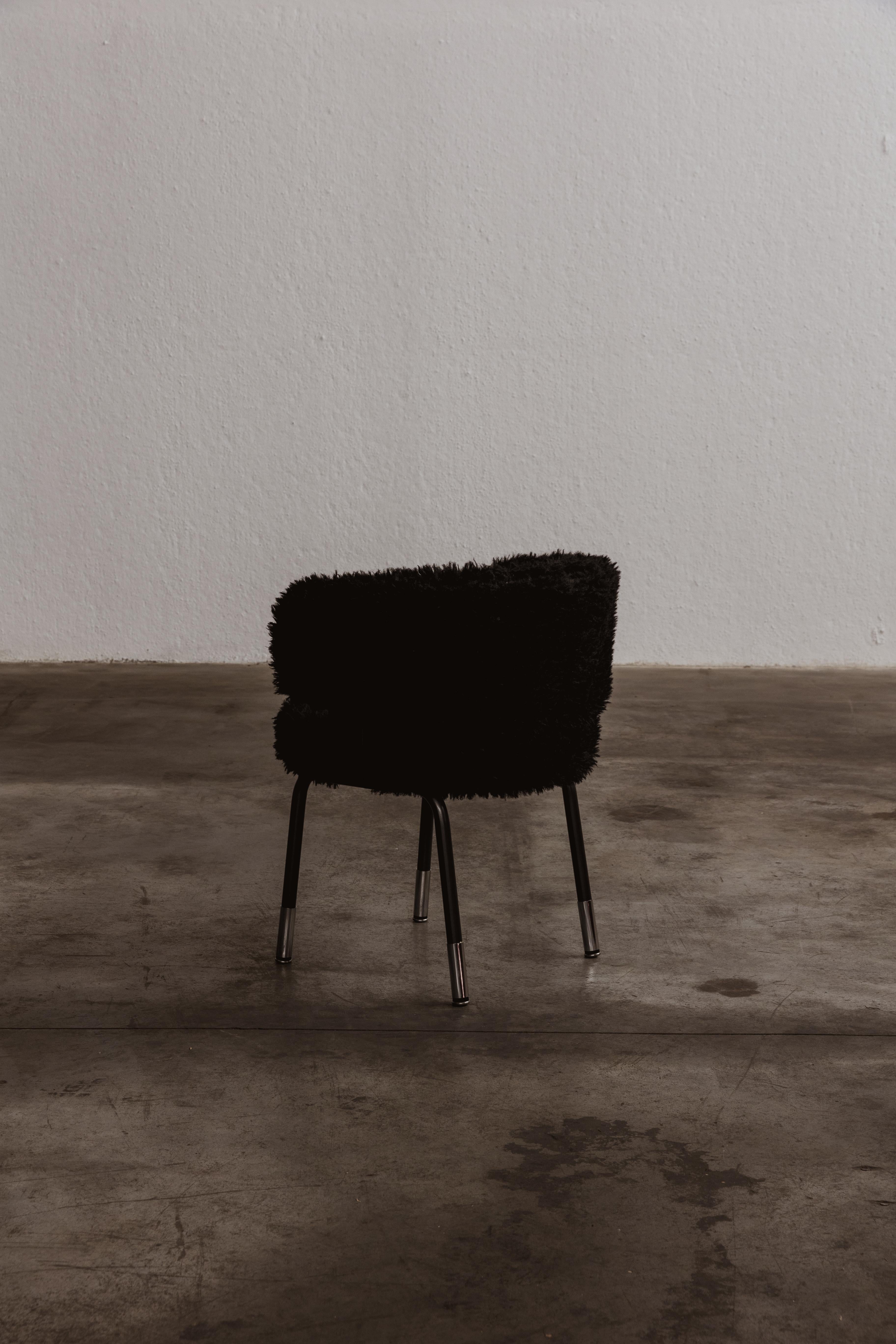 Faux Fur Gianni Moscatelli Dining Chair for Formanova, 1968 For Sale