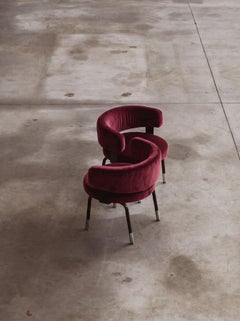 Gianni Moscatelli Dining Chairs for Formanova, Burgundy Velvet, 1968, Set of 2