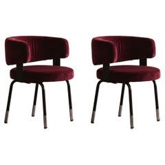 Gianni Moscatelli Dining Chairs for Formanova, Burgundy Velvet, 1968, Set of 2