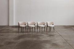 Gianni Moscatelli Dining Chairs for Formanova, White Velvet, 1968, Set of 4
