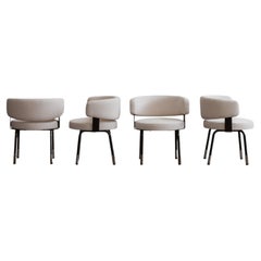 Gianni Moscatelli Dining Chairs for Formanova, White Velvet, 1968, Set of 4