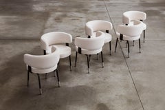 Gianni Moscatelli Dining Chairs for Formanova, White Velvet, 1968, Set of 6