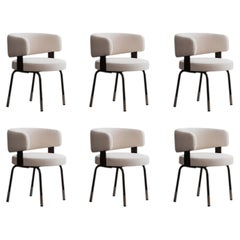 Gianni Moscatelli Dining Chairs for Formanova, White Velvet, 1968, Set of 6