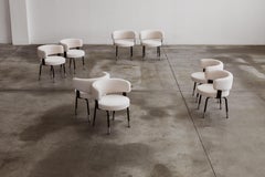 Gianni Moscatelli Dining Chairs for Formanova, White Velvet, 1968, Set of 8