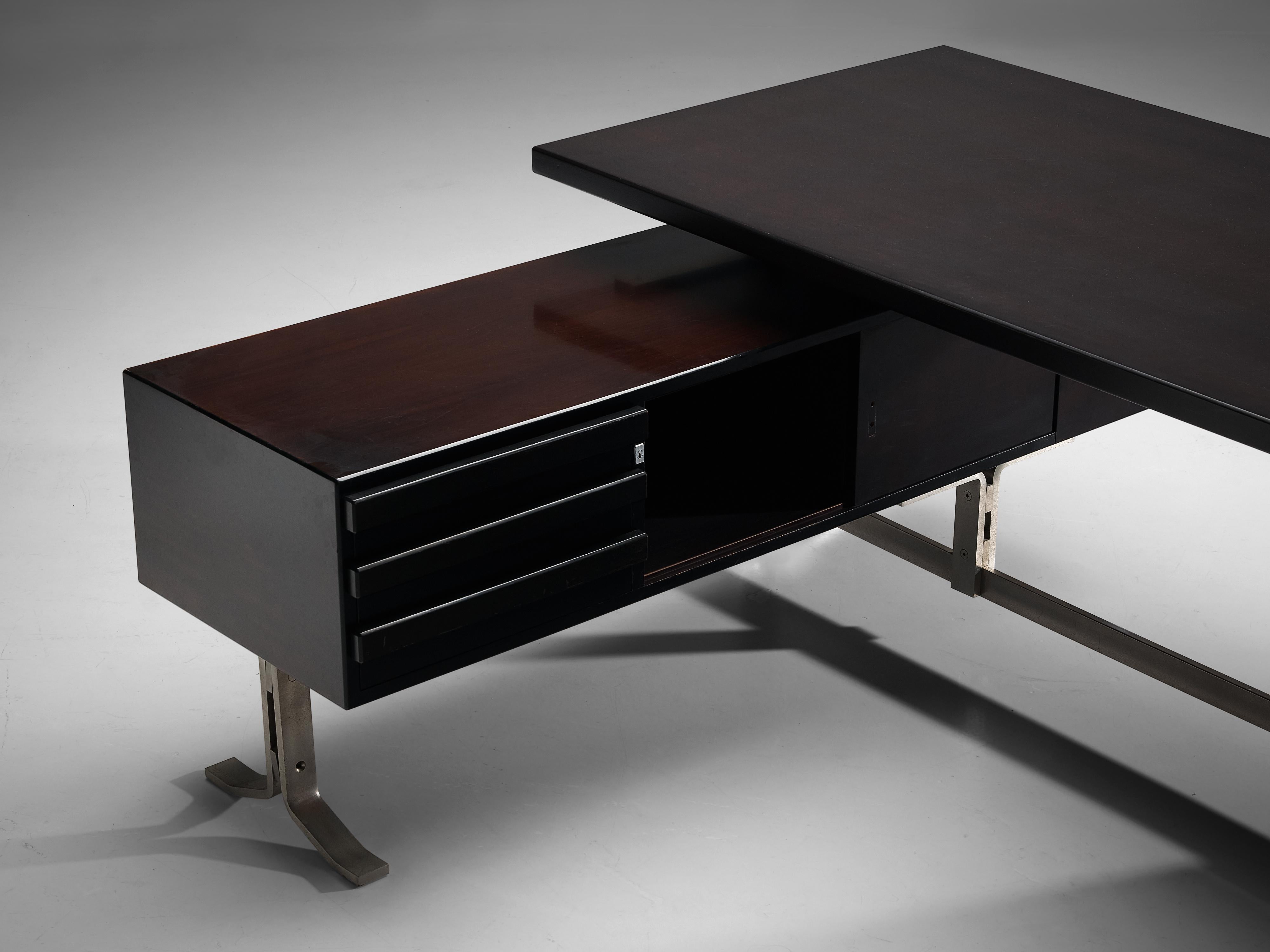 Gianni Moscatelli for Formanova Executive Desk in Stained Mahogany In Good Condition In Waalwijk, NL
