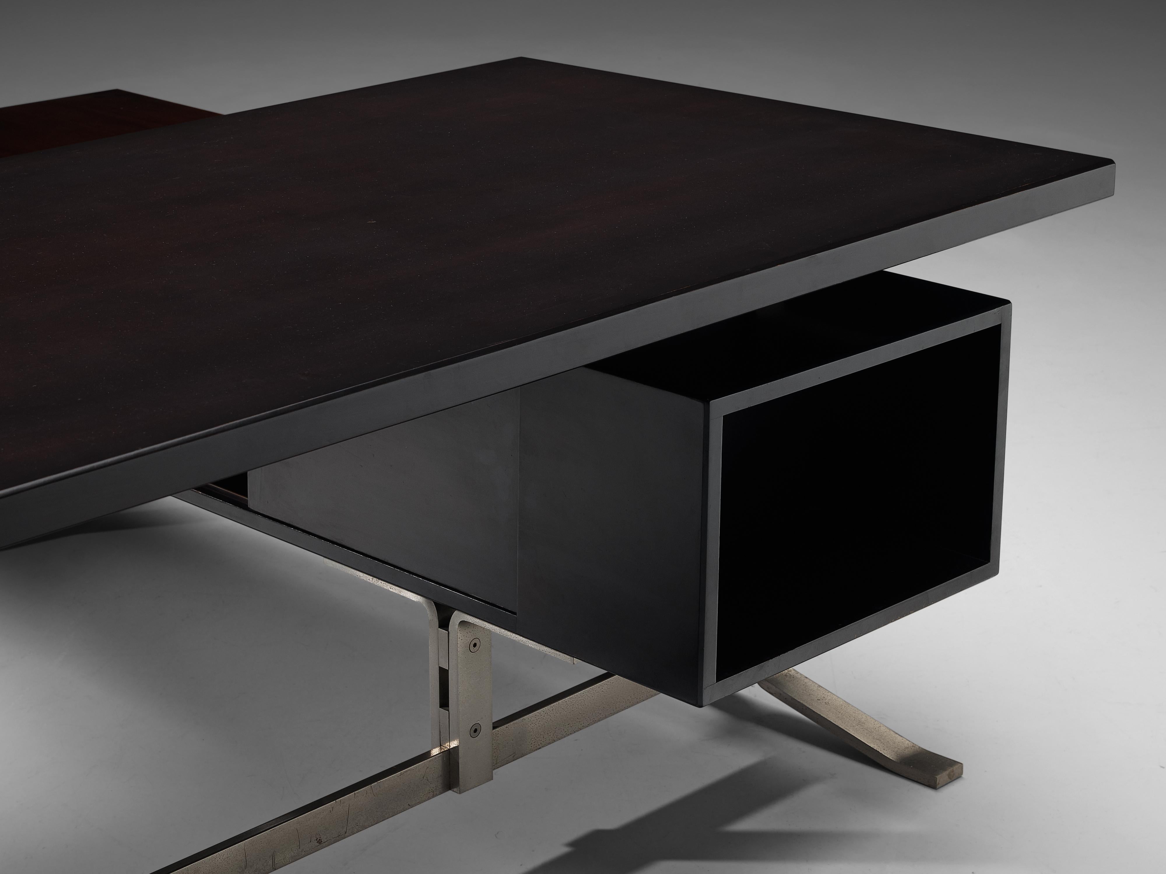 Metal Gianni Moscatelli for Formanova Executive Desk in Stained Mahogany
