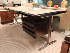 Gianni Moscatelli for Formanova Steel, Parchment and Wood Midcentury Desk, 1960