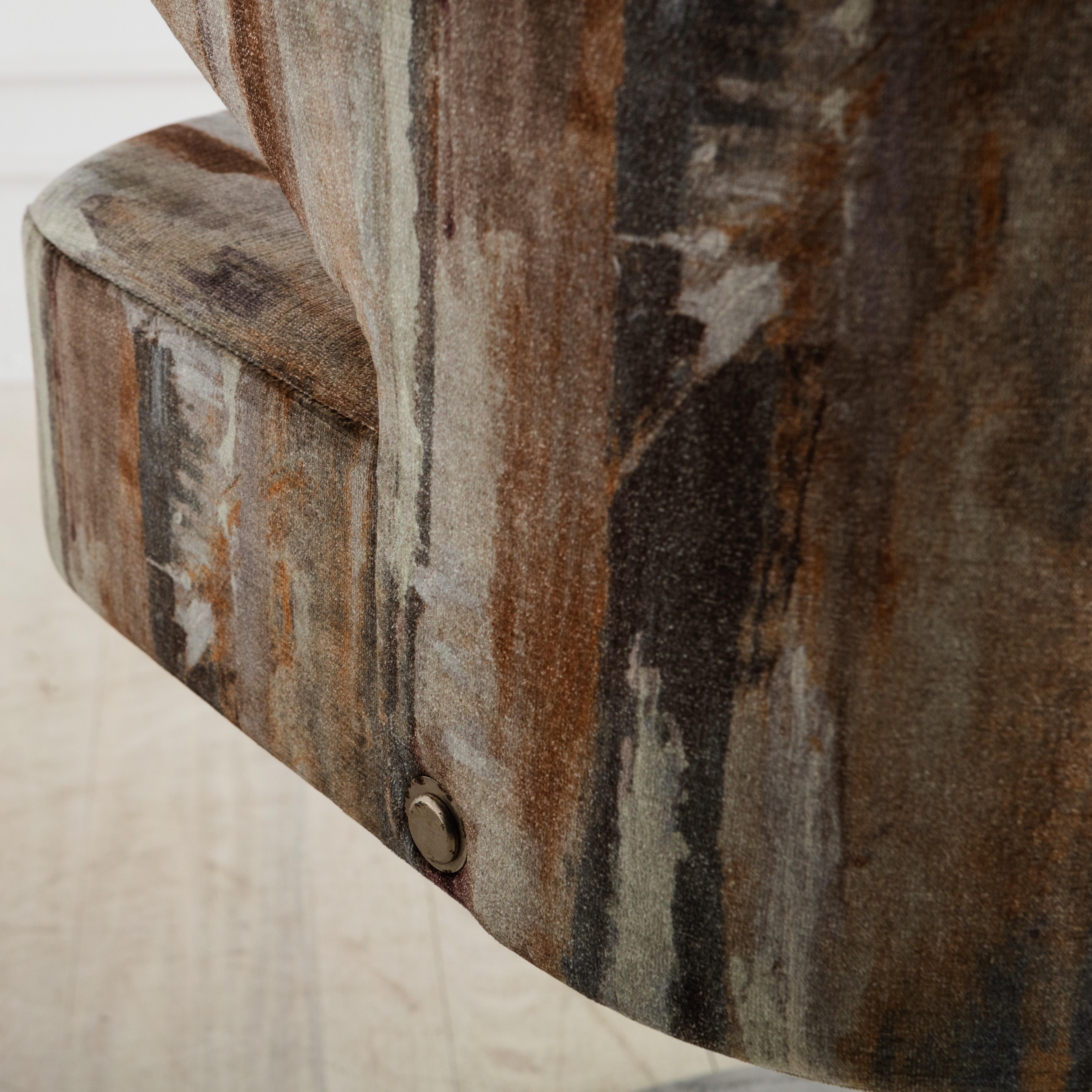 Upholstery Gianni Moscatelli for Formanova Tulip Swiveling Desk Chair in Painterly Velvet