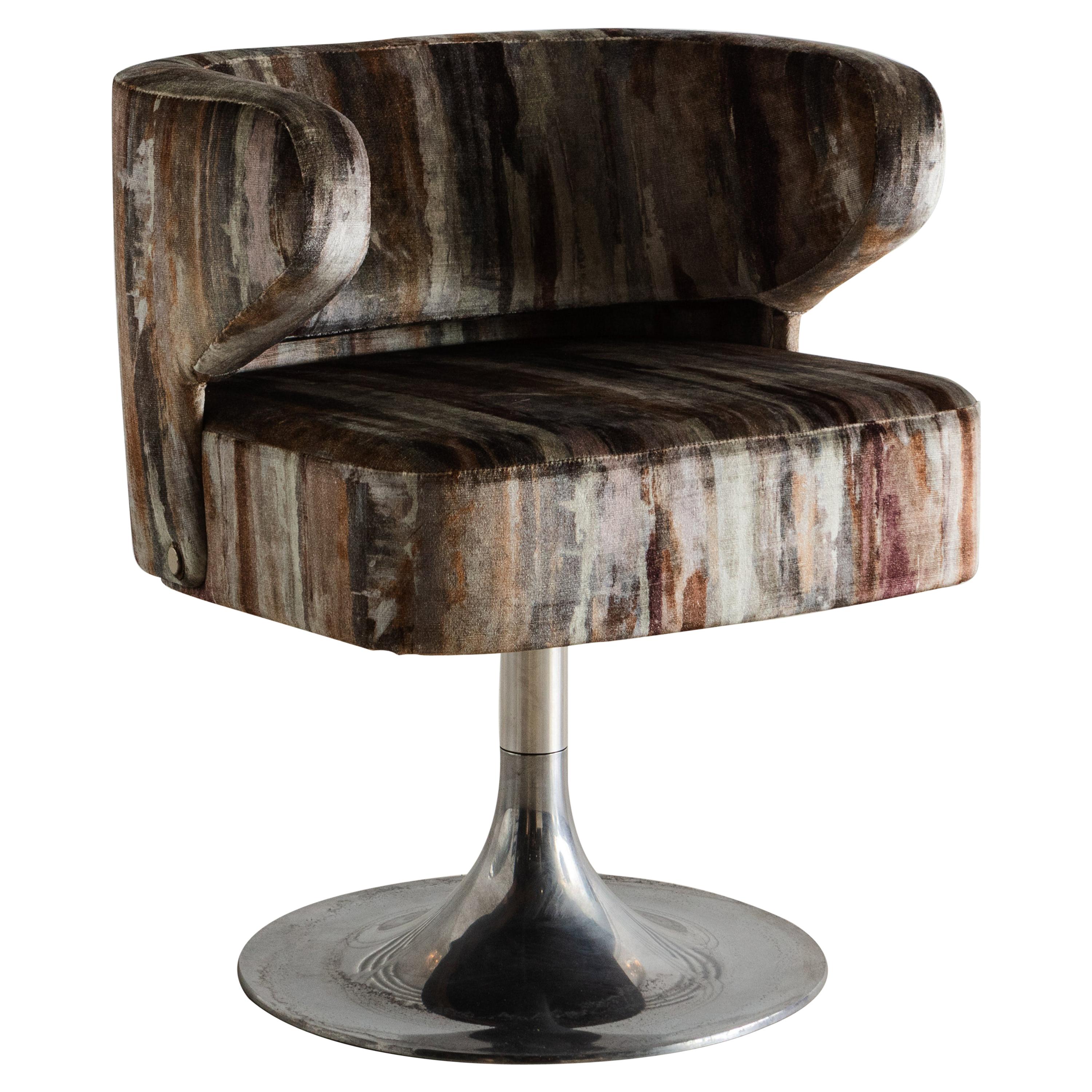 Gianni Moscatelli for Formanova Tulip Swiveling Desk Chair in Painterly Velvet