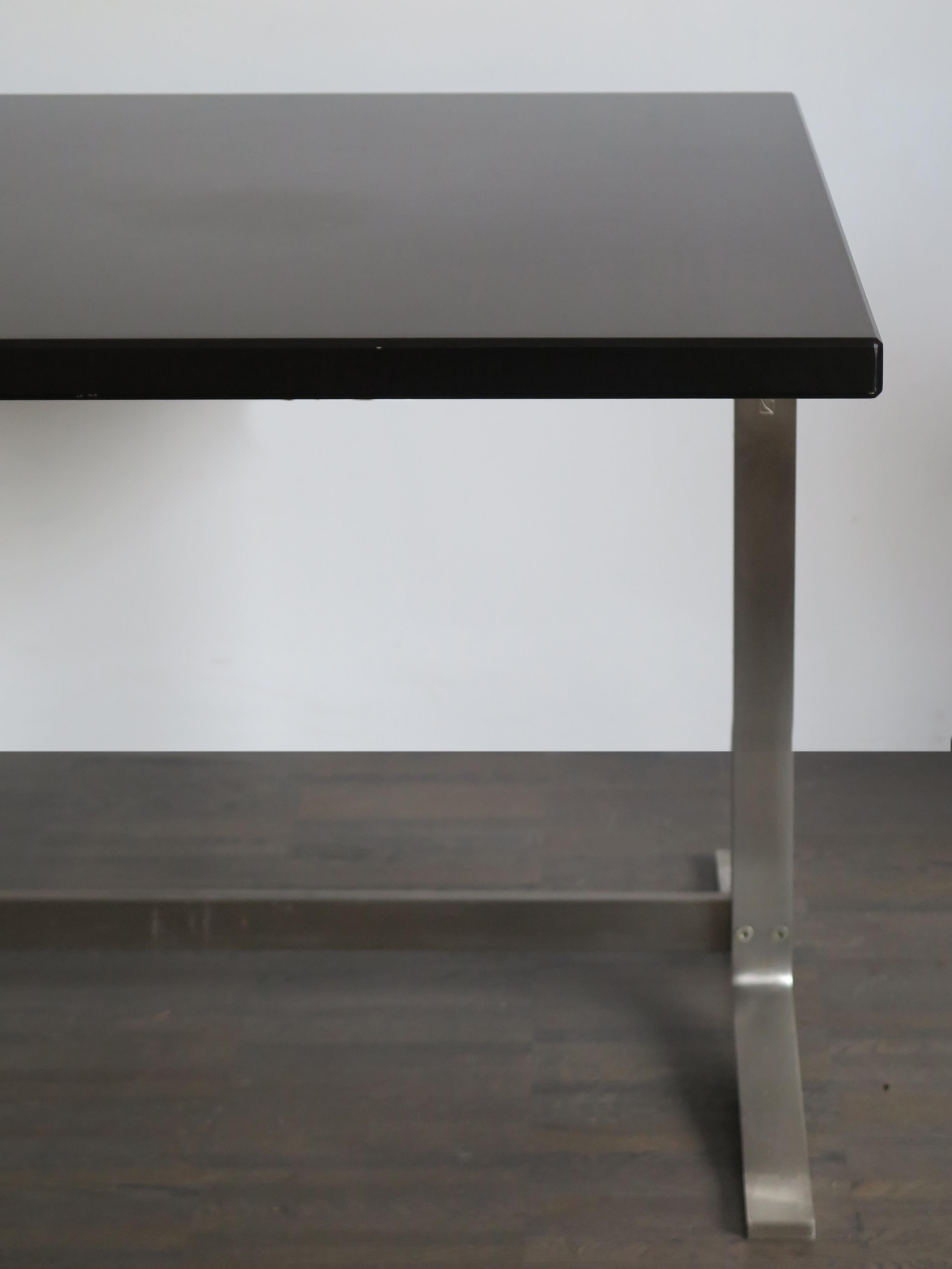 Gianni Moscatelli Italian Formanova Dark Wood and Steel Desk Table, 1960s 3