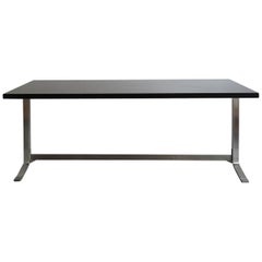 Gianni Moscatelli Italian Formanova Dark Wood and Steel Desk Table, 1960s