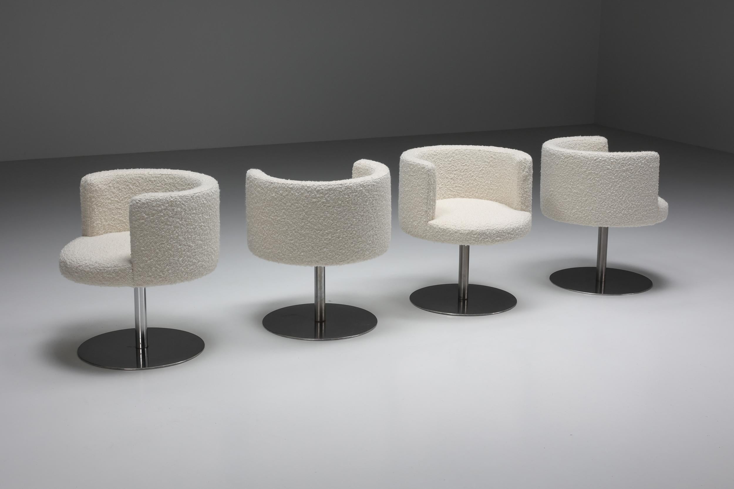 Mid-Century Modern Gianni Moscatelli Money Swivel Chairs set of 7, for Formanova, Bouclé, 1960