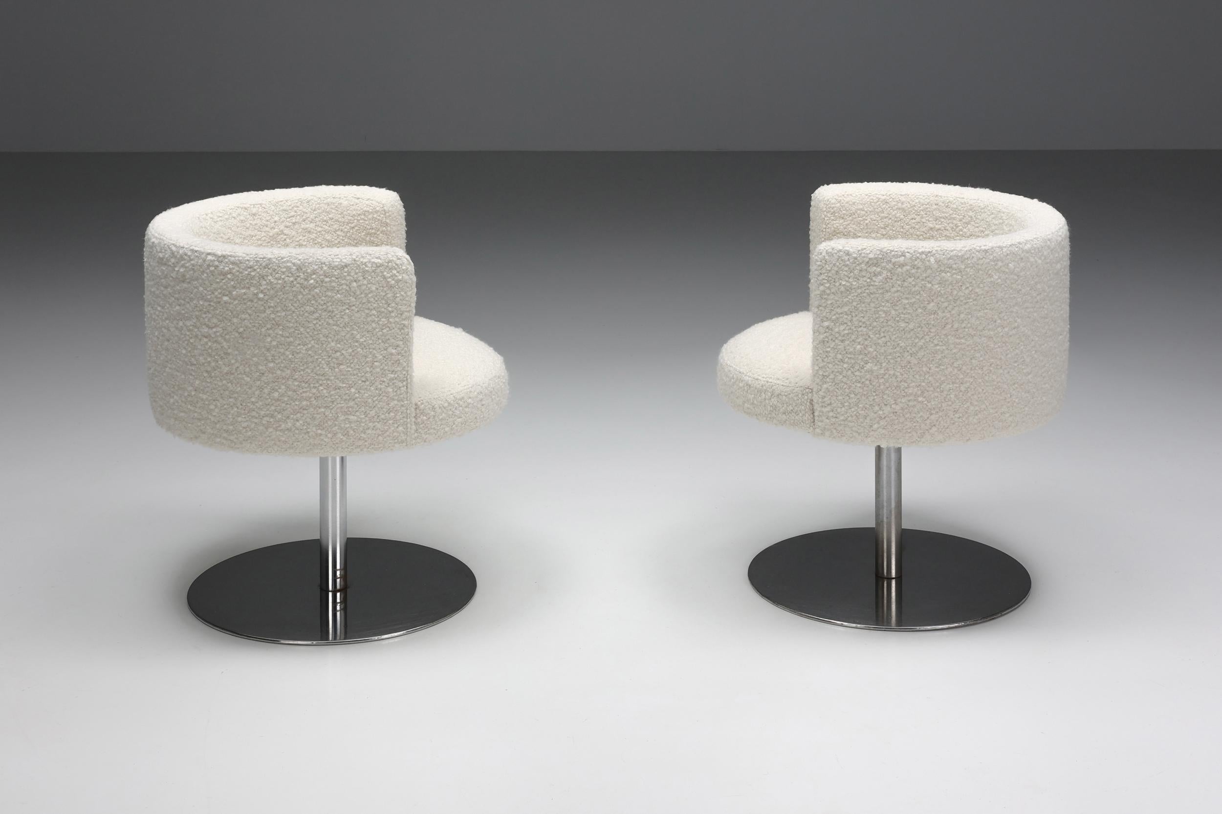 Gianni Moscatelli Money Swivel Chairs set of 7, for Formanova, Bouclé, 1960 In Excellent Condition In Antwerp, BE