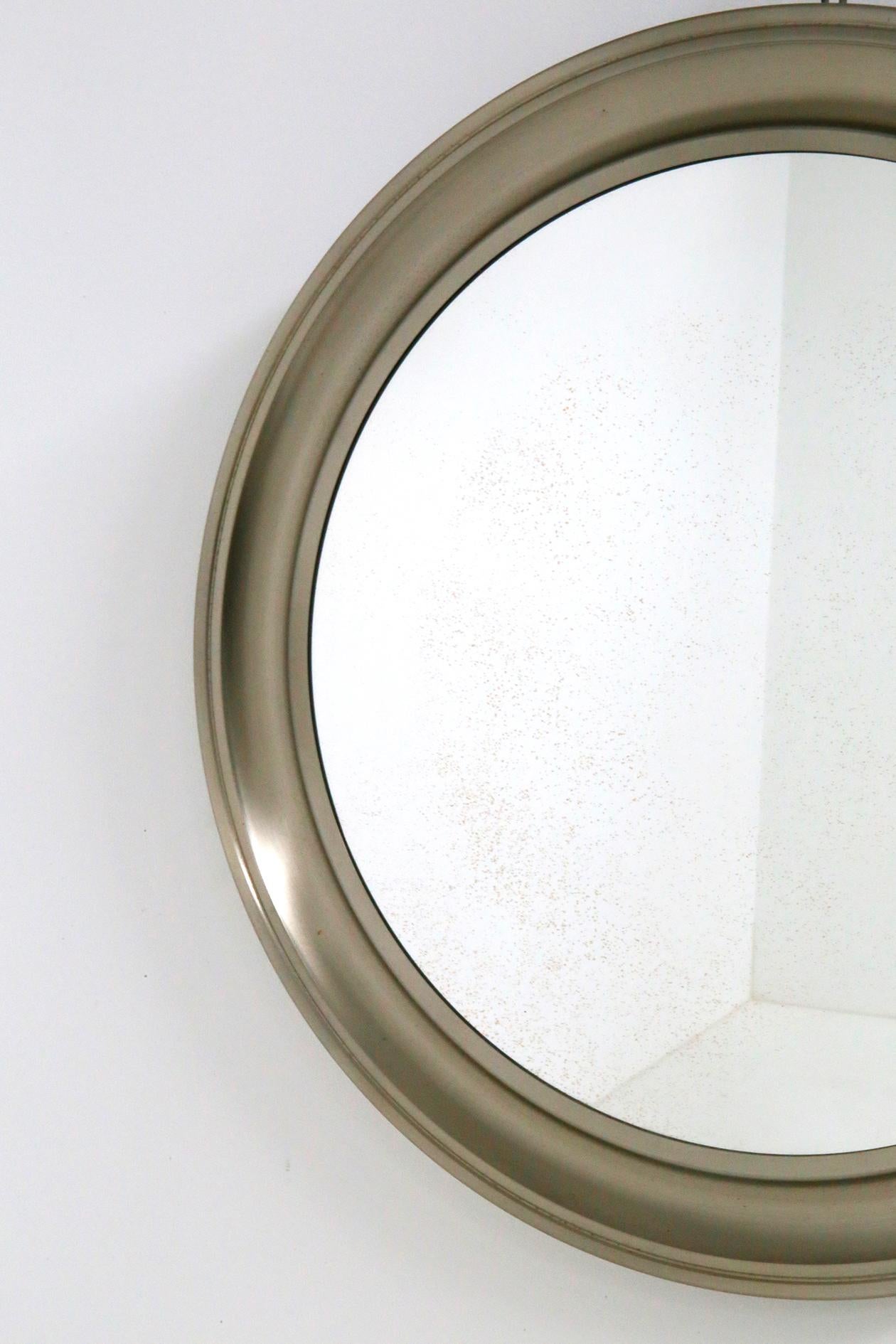 Gianni Moscatelli Round Nickel Wall Mirror Midcentury for Formanova, 1970s 1