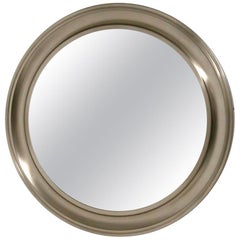 Vintage Gianni Moscatelli Round Nickel Wall Mirror Midcentury for Formanova, 1970s