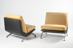 Gianni Moscatelli, Yellow Fabric and Sky Italian Alexandra Armchairs, 1970