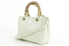 Gianni Notaro Crossbody 232380 Bamboo 2way Tote White-ivory Leather Shoulder Bag