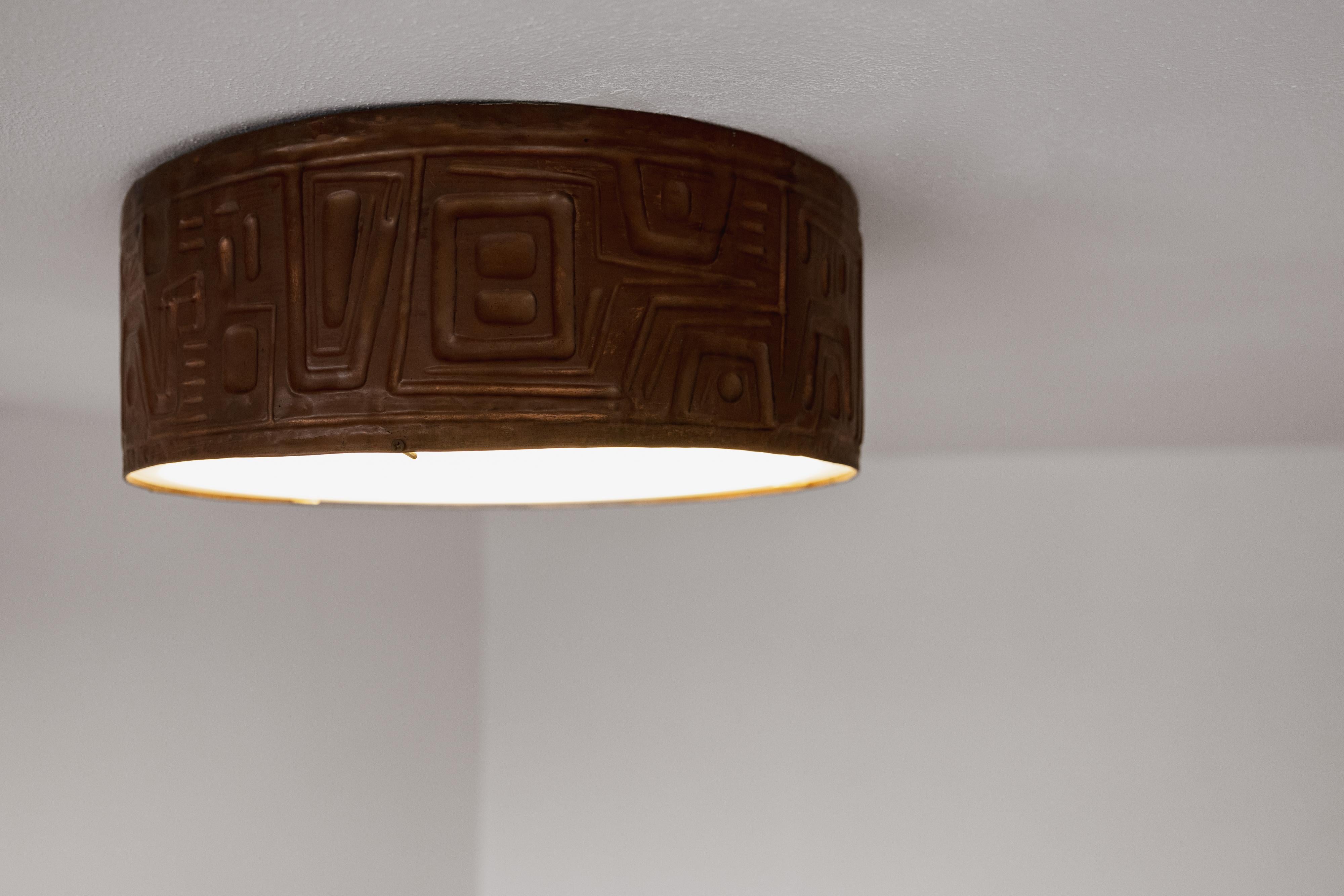 Rame Lampada da soffitto Gianni Pinna, anni '70 in vendita