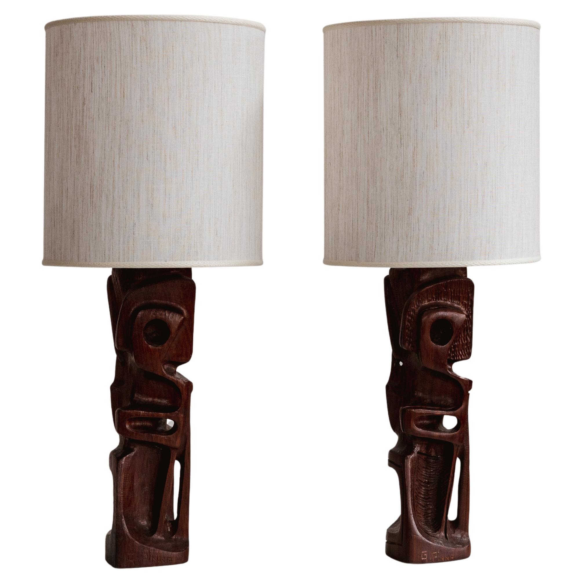 Lampade da tavolo scultoree di Gianni Pinna, 1970, Set di 2