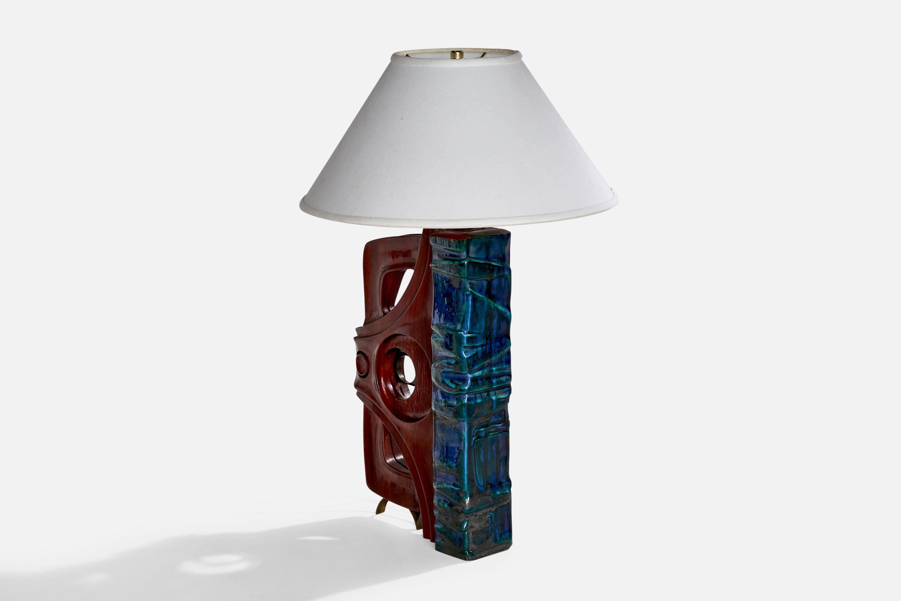 Gianni Pinna, Table Lamps, Wood, Ceramic, Italy, 1970s For Sale 7