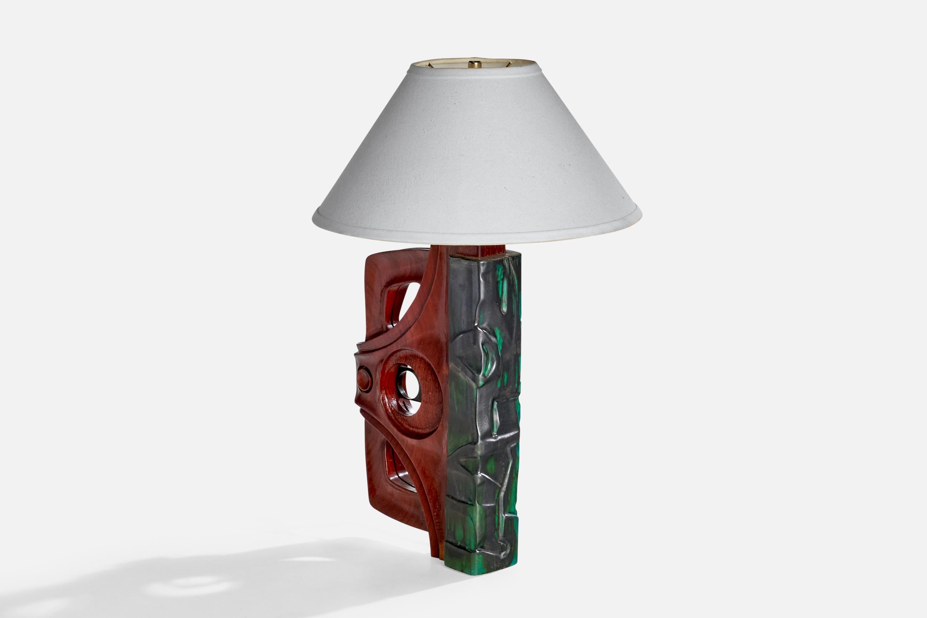 Gianni Pinna, Table Lamps, Wood, Ceramic, Italy, 1970s For Sale 8