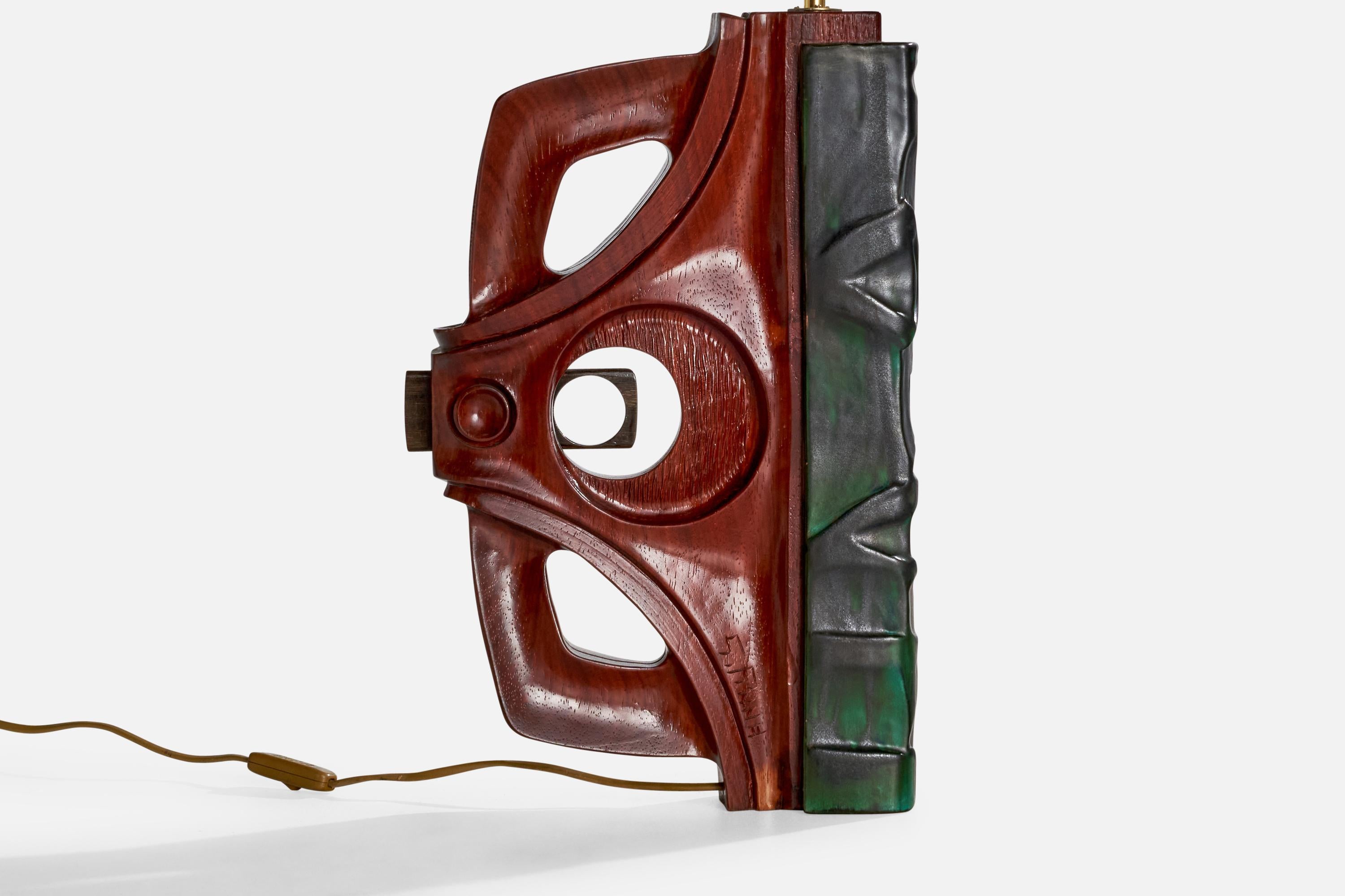Gianni Pinna, Table Lamps, Wood, Ceramic, Italy, 1970s For Sale 10