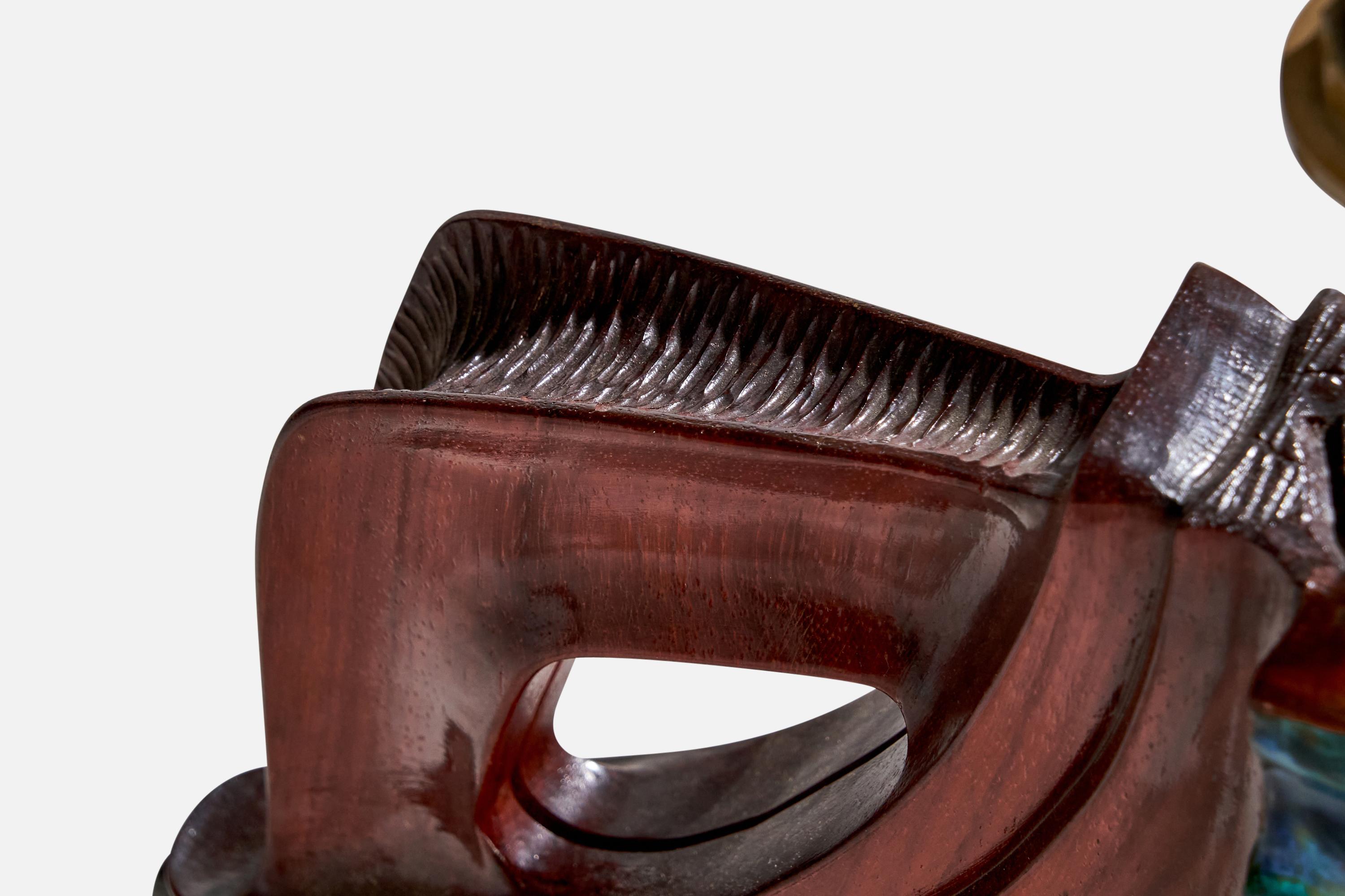 Gianni Pinna, Table Lamps, Wood, Ceramic, Italy, 1970s For Sale 12
