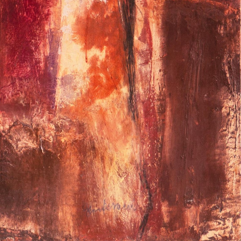 'Abstract in Chestnut and Coral', Venice Biennale, Michetti Prize Winner, Fendi - Brown Abstract Painting by Gianni Pisani
