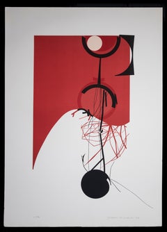 Lithographie d'origine demi-rouge de Gianni Polidori - 1970 environ
