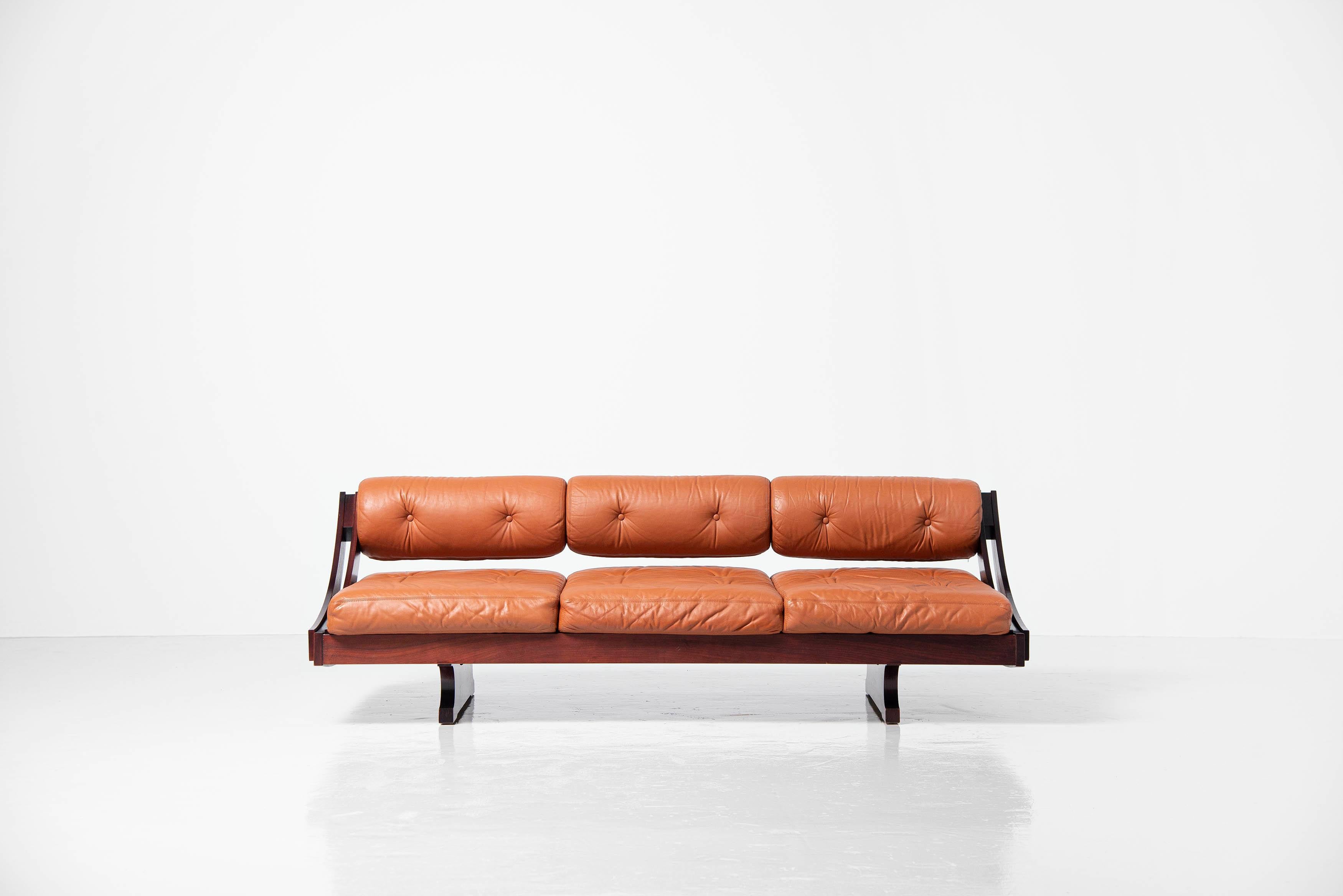 Mid-Century Modern Gianni Songia Daybed Sofa Cognac Sormani, Italy, 1963