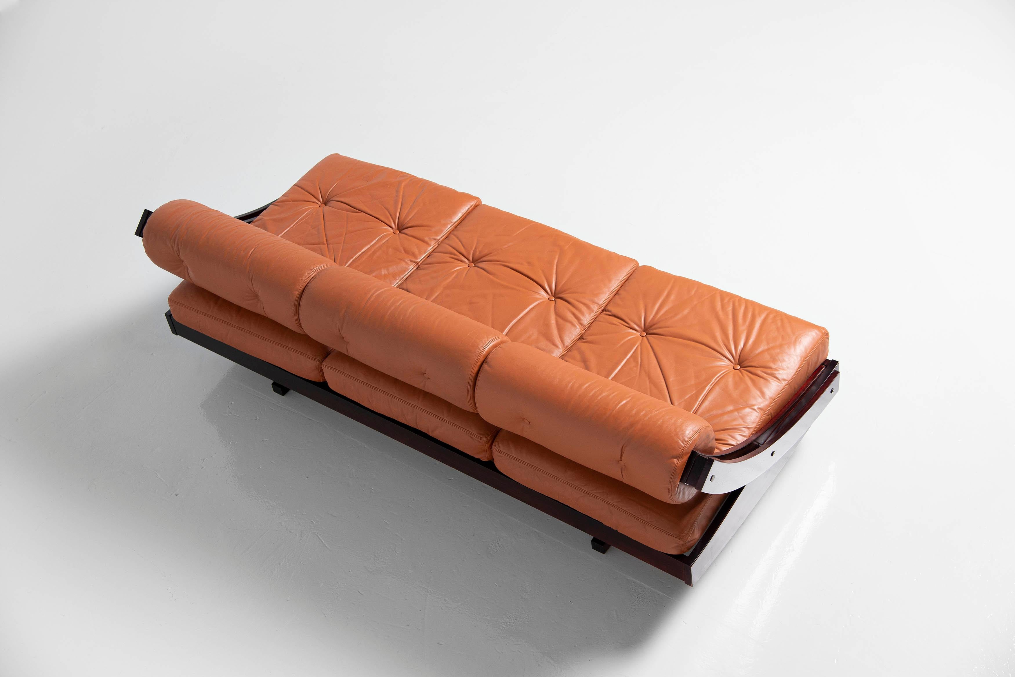Mid-20th Century Gianni Songia Daybed Sofa Cognac Sormani, Italy, 1963