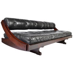 Gianni Songia für Sormani Schlafsofa aus Rosenholz und Leder:: Italien:: um 1960