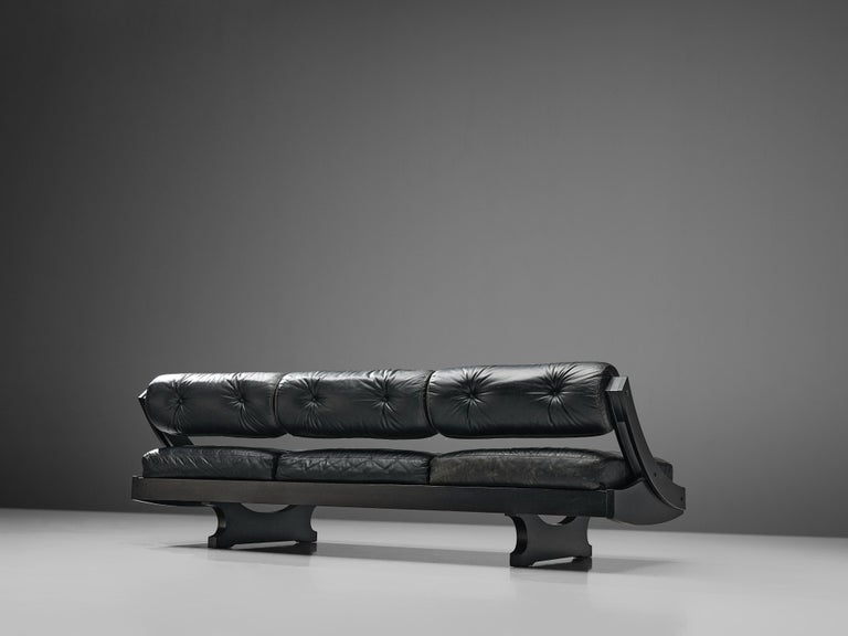Gianni Songia for Sormani Sofa in Black Leather For Sale 3