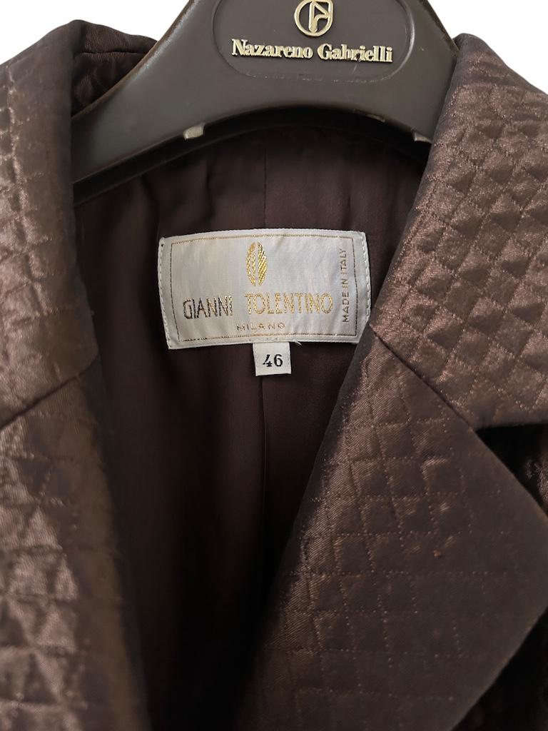 Gianni Tolentino Milano Abendjacke aus schokoladenbraunem Jacquard im Angebot 5