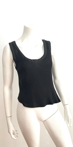 Gianni Versace 1980s Black Cotton Asymmetrical Tank Top Size Small.