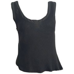 Gianni Versace 1980s Black Cotton Asymmetrical Tank Top Size Small.