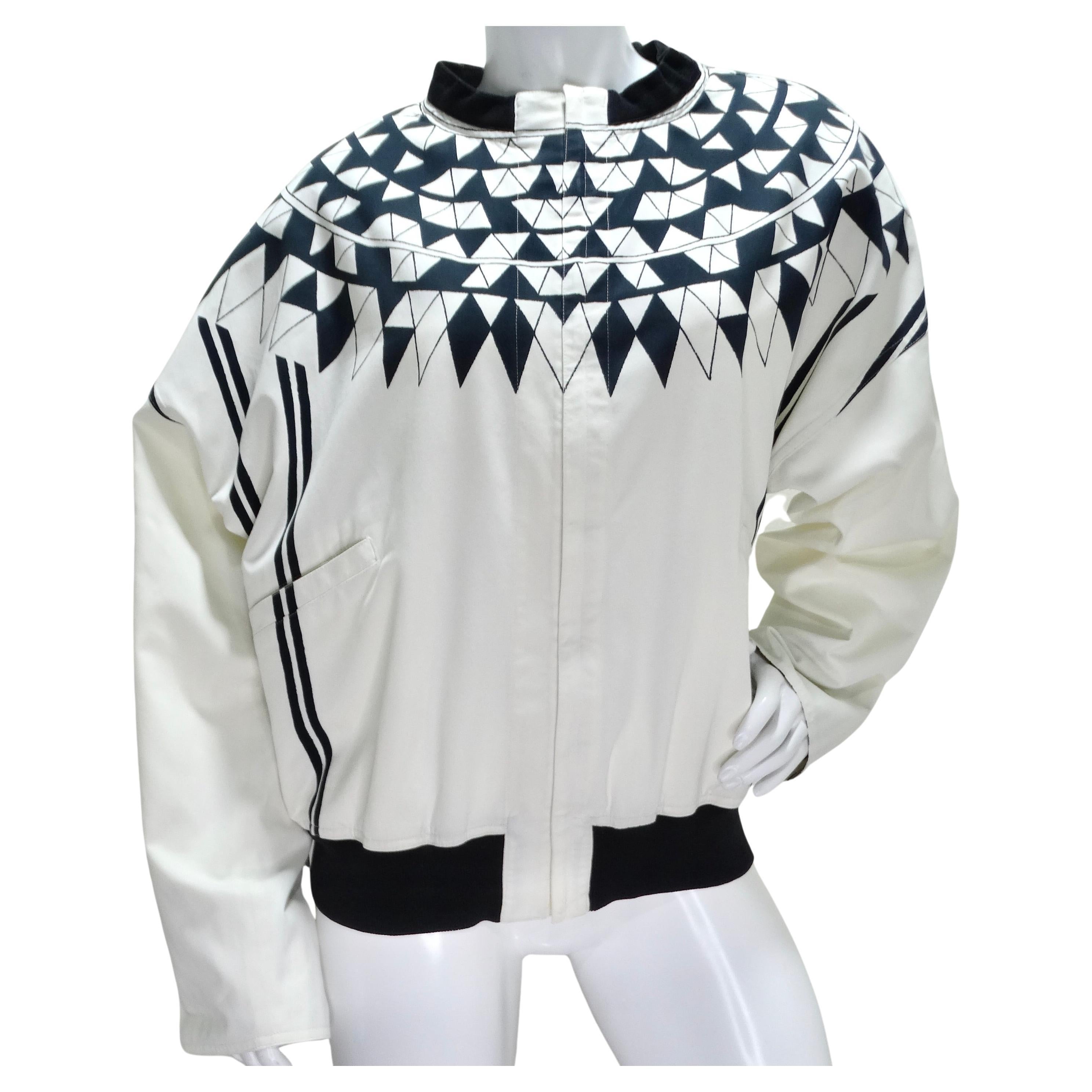 Gianni Versace 1980s Black & White Bomber Jacket For Sale
