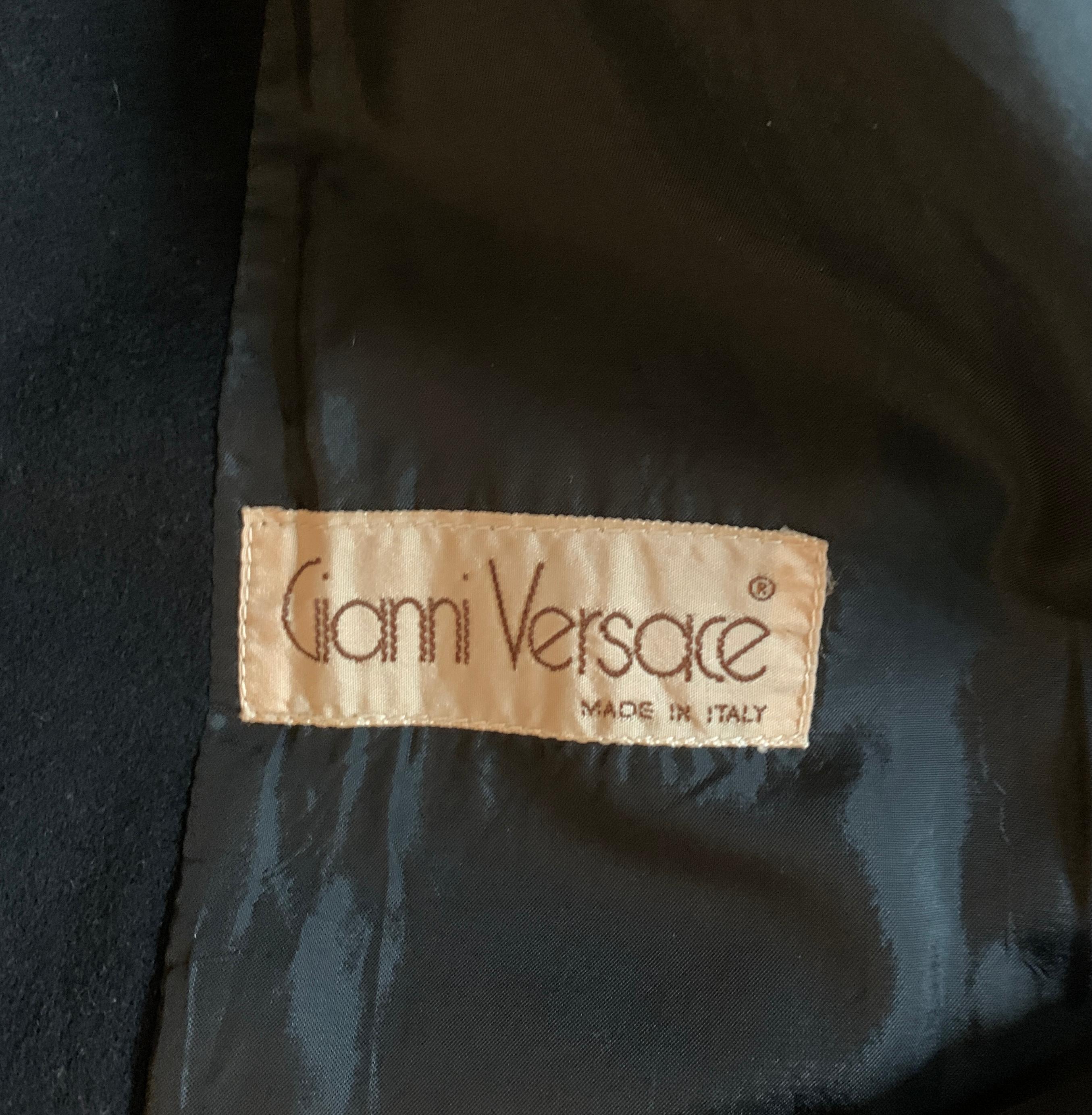 Gianni Versace 1980s Black Wool Blazer with Silver Toggle Style Buttons 2