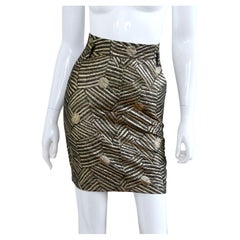 GIANNI VERSACE 1980s Gold High-Waisted Skirt With Belt Loops