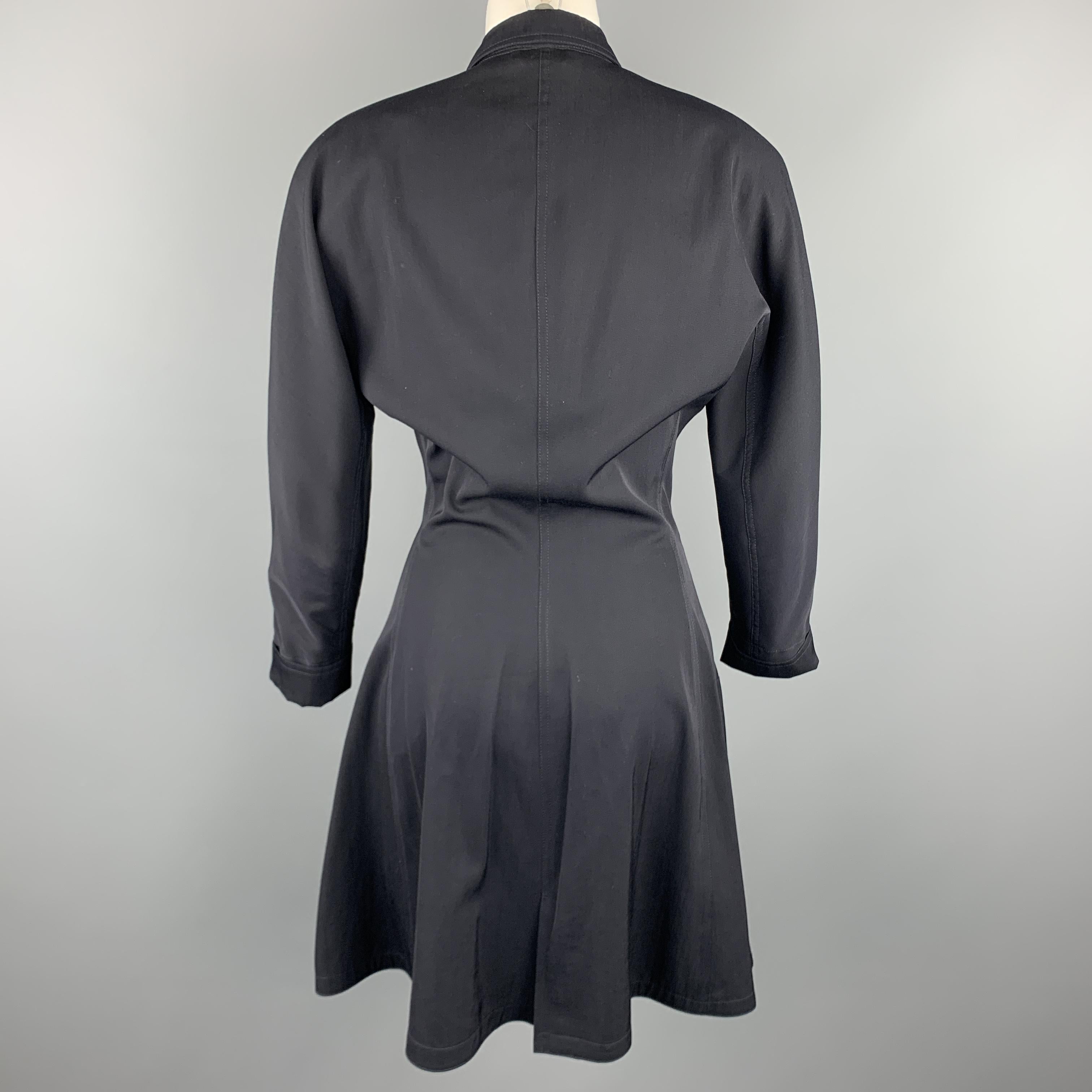 GIANNI VERSACE 1980s Size M Navy Side Zip Long Sleeve Blazer Dress In Excellent Condition In San Francisco, CA
