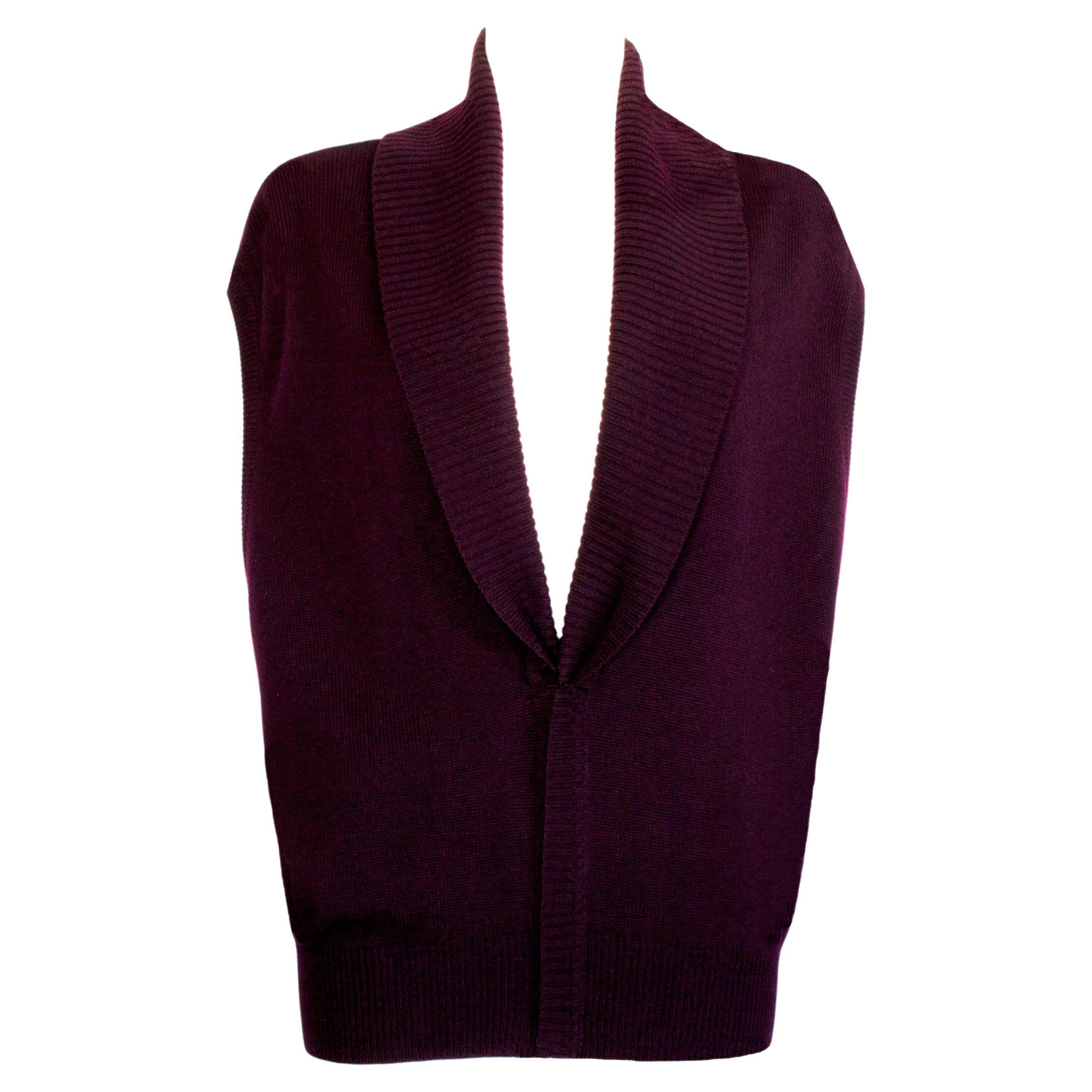 Gianni Versace - 1980s Vintage RARE Shawl Collar Knitted Waistcoat - Brass Zip
