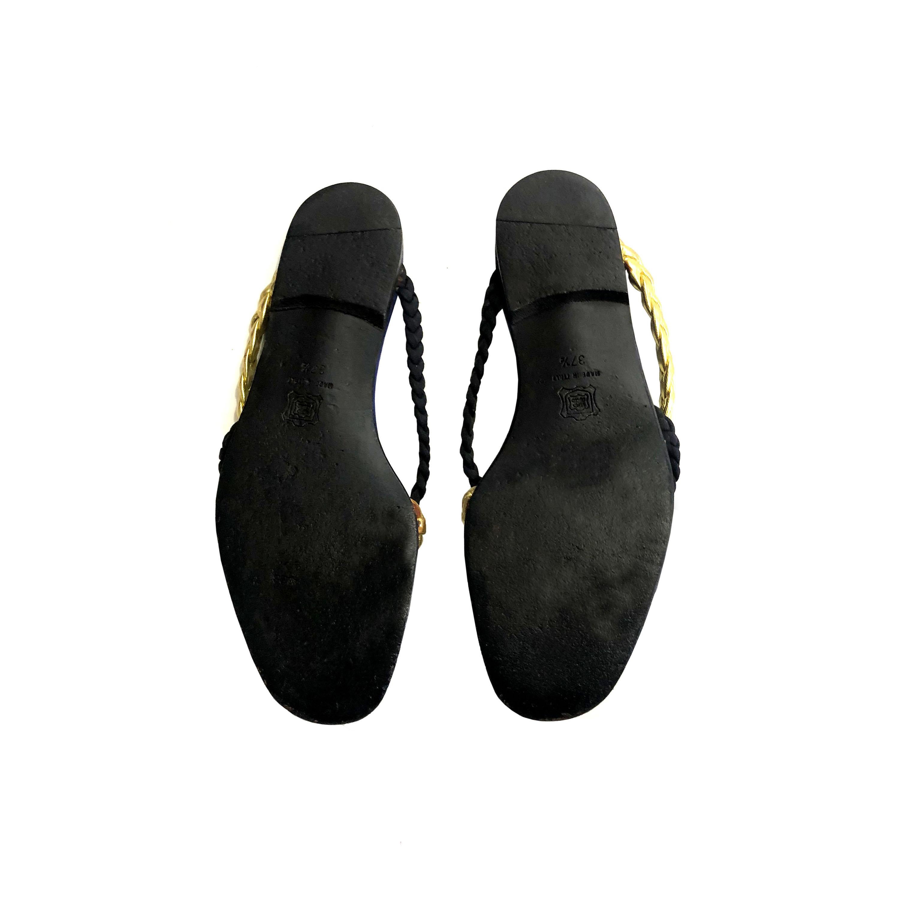 Gianni Versace Sandals - 1980s Vintage - Gold Leather Plaited Straps - EU 37.5 For Sale 2