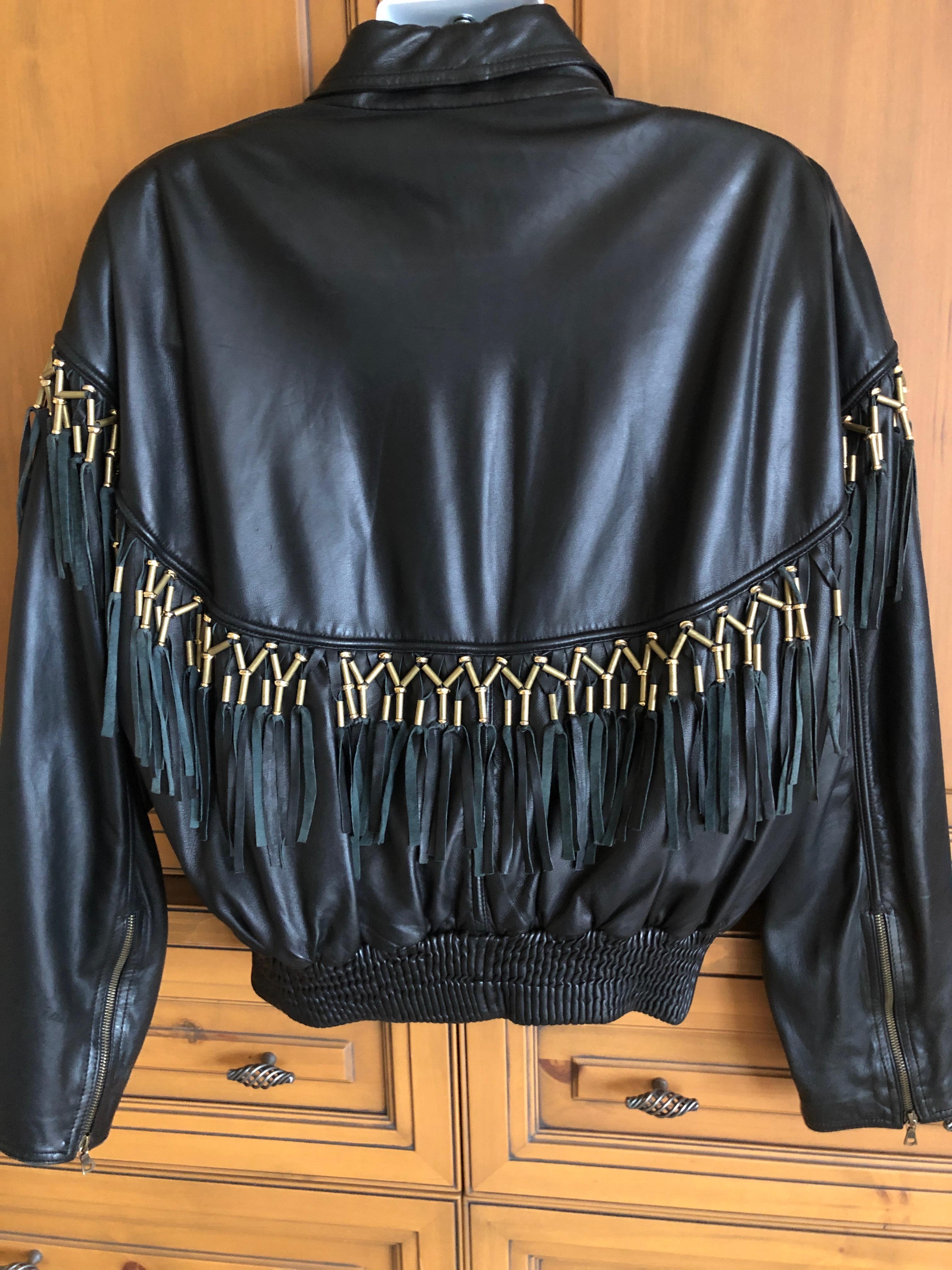 Gianni Versace 1984 Lambskin Leather Men's Jacket with Beaded Fringe For Sale 5