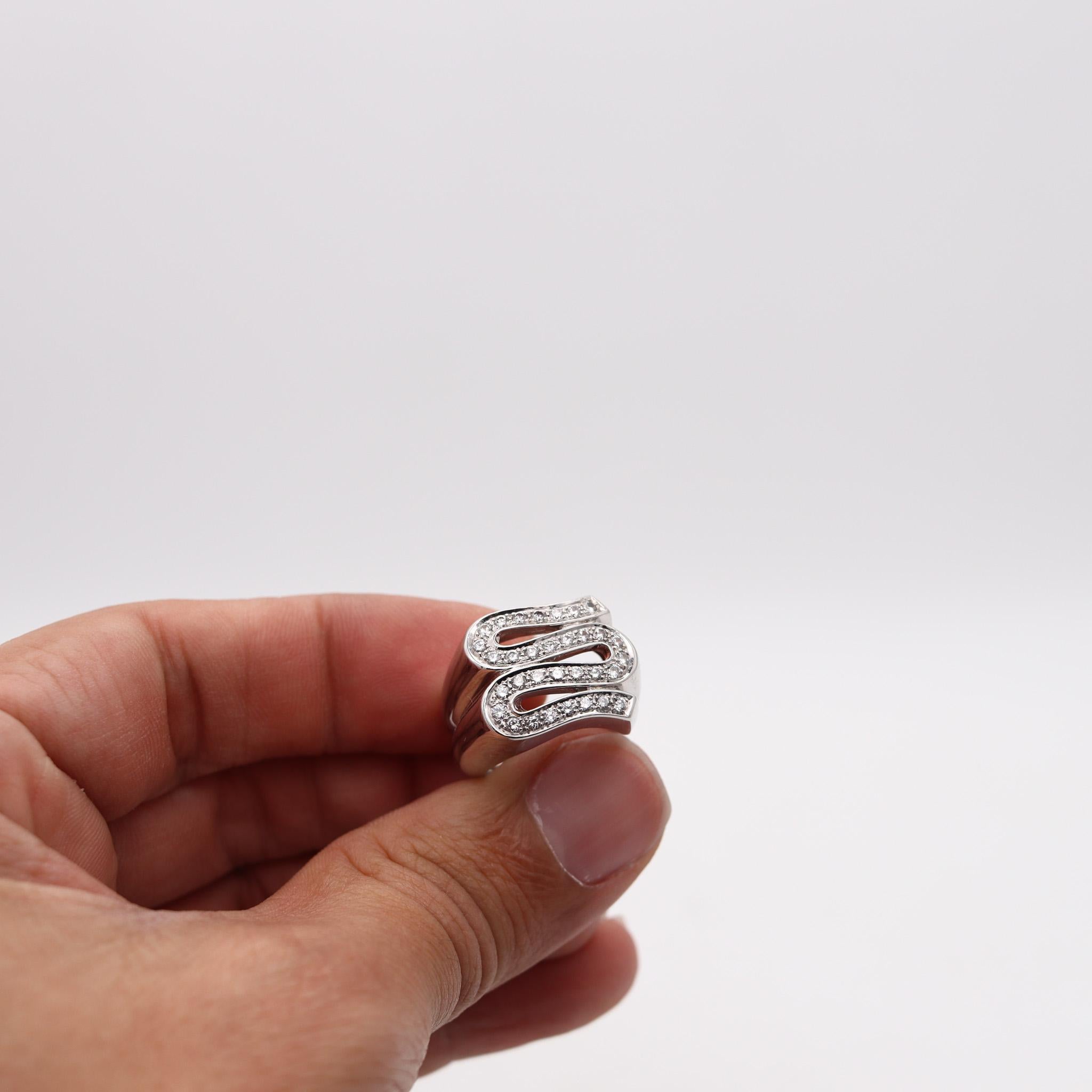 Gianni Versace 1990 Cocktail Ring In 18Kt White Gold With 1.03 Ctw In Diamonds For Sale 1