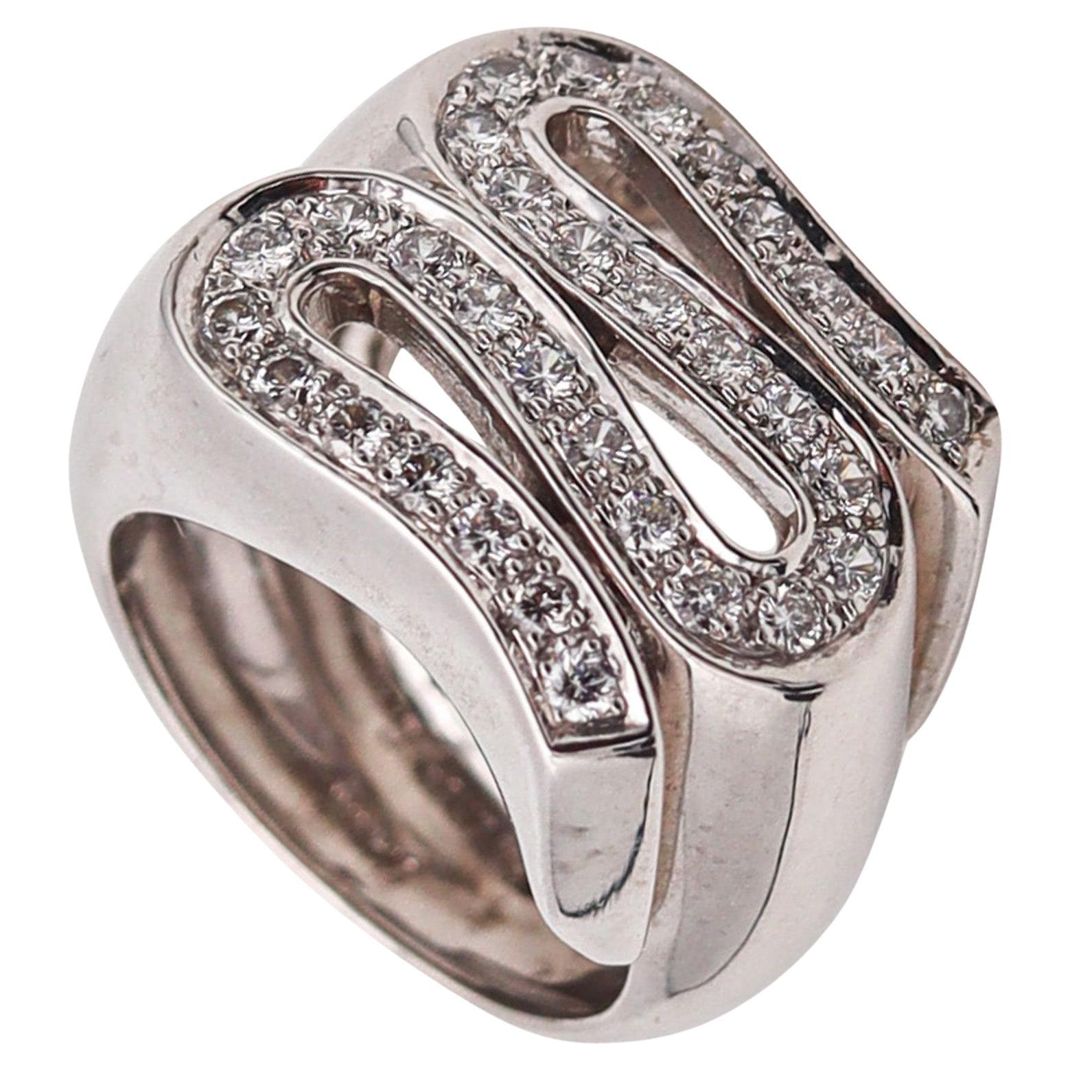 Gianni Versace 1990 Cocktail Ring In 18Kt White Gold With 1.03 Ctw In Diamonds